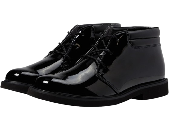 Prestige High-Gloss Black Leather Ankle Dress Boots